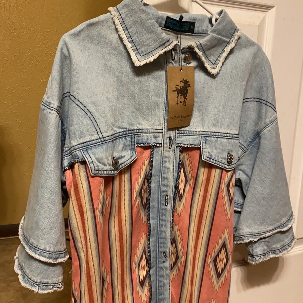 ADENIM SHACKET WITH RUFFLE SLEEVE - Picture 6 of 6